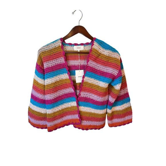 XIRENA NWT Carsyn Cardigan Crochet Rainbow Size XS Dreamstate $210 MSRP Boho - Picture 2 of 10